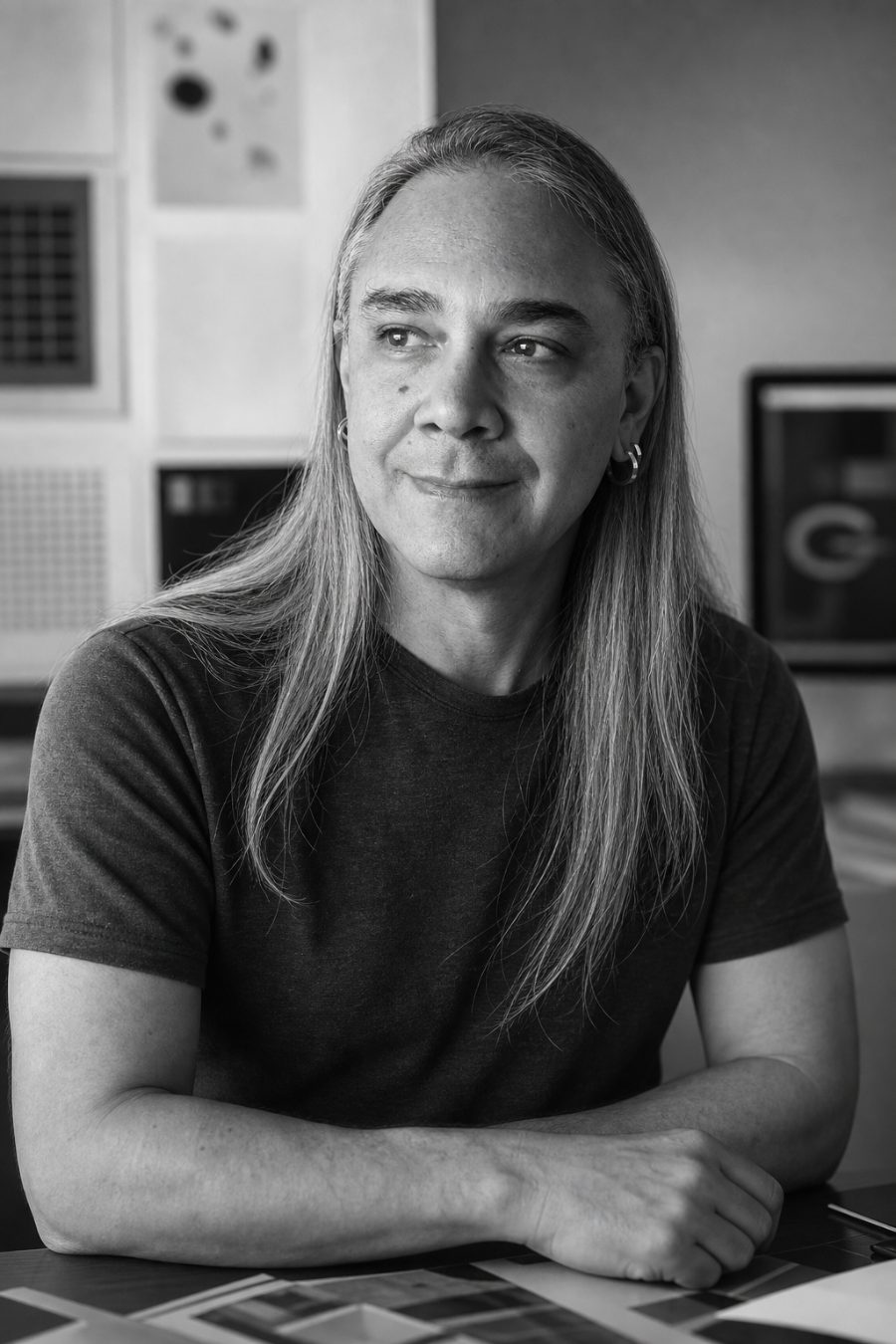 Retrato de Edson Pires em preto e branco